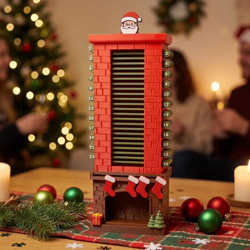 Calendrier de l'Avent Cheminée Père Noël à Tirettes – 24 Jours
