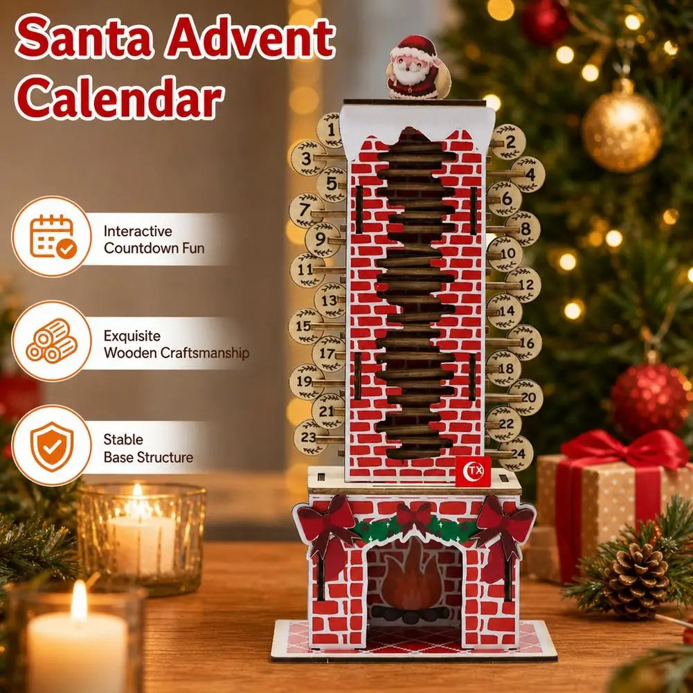 Calendrier de l'Avent en Bois – Cheminée Père Noël, Déco de Noël