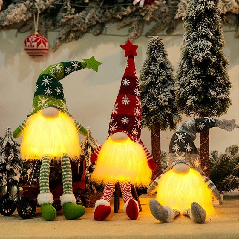 Gnome Lumineux de Noël – Poupée Décorative Sans Visage LED