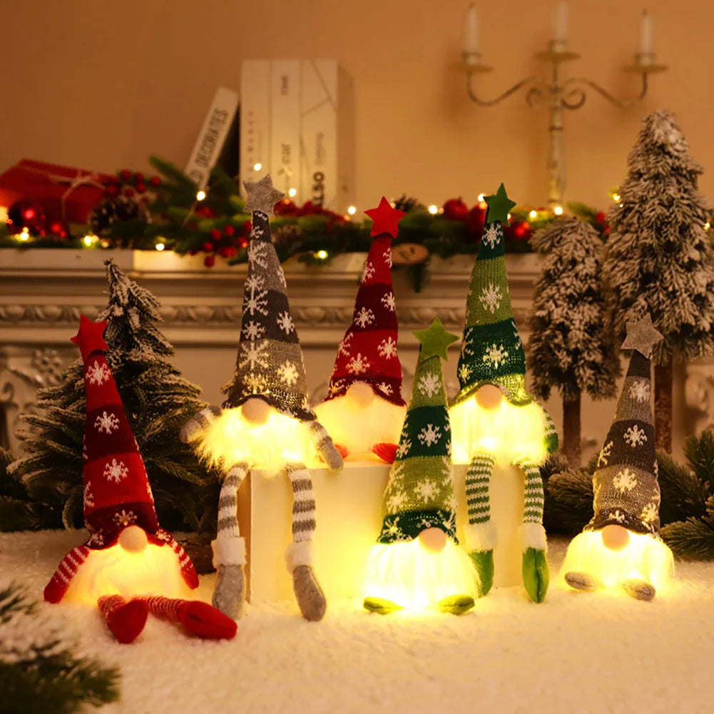 Gnome Lumineux de Noël – Poupée Décorative Sans Visage LED