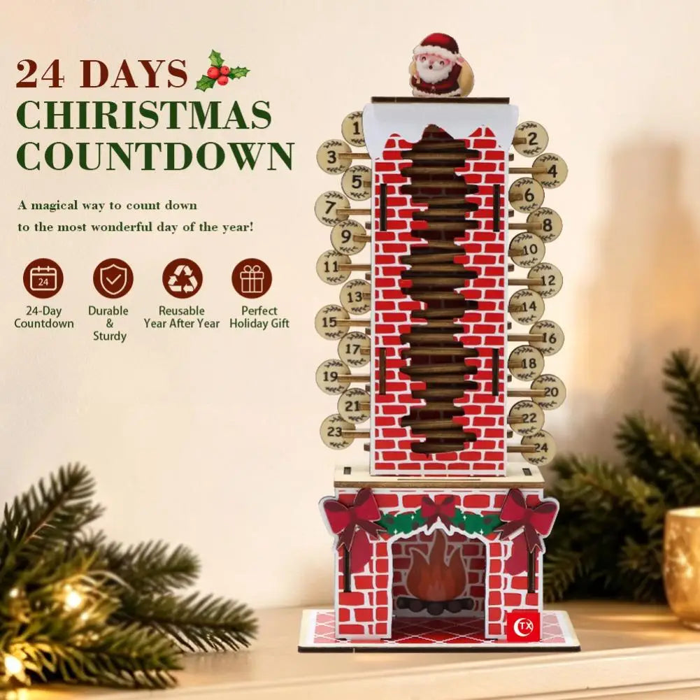Calendrier de l'Avent en Bois – Cheminée Père Noël, Déco de Noël
