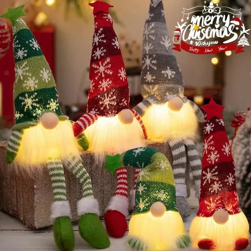 Gnome Lumineux de Noël – Poupée Décorative Sans Visage LED