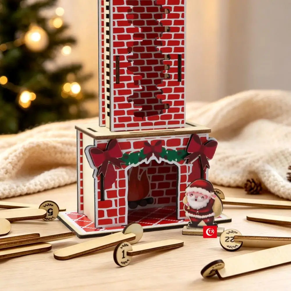 Calendrier de l'Avent en Bois – Cheminée Père Noël, Déco de Noël